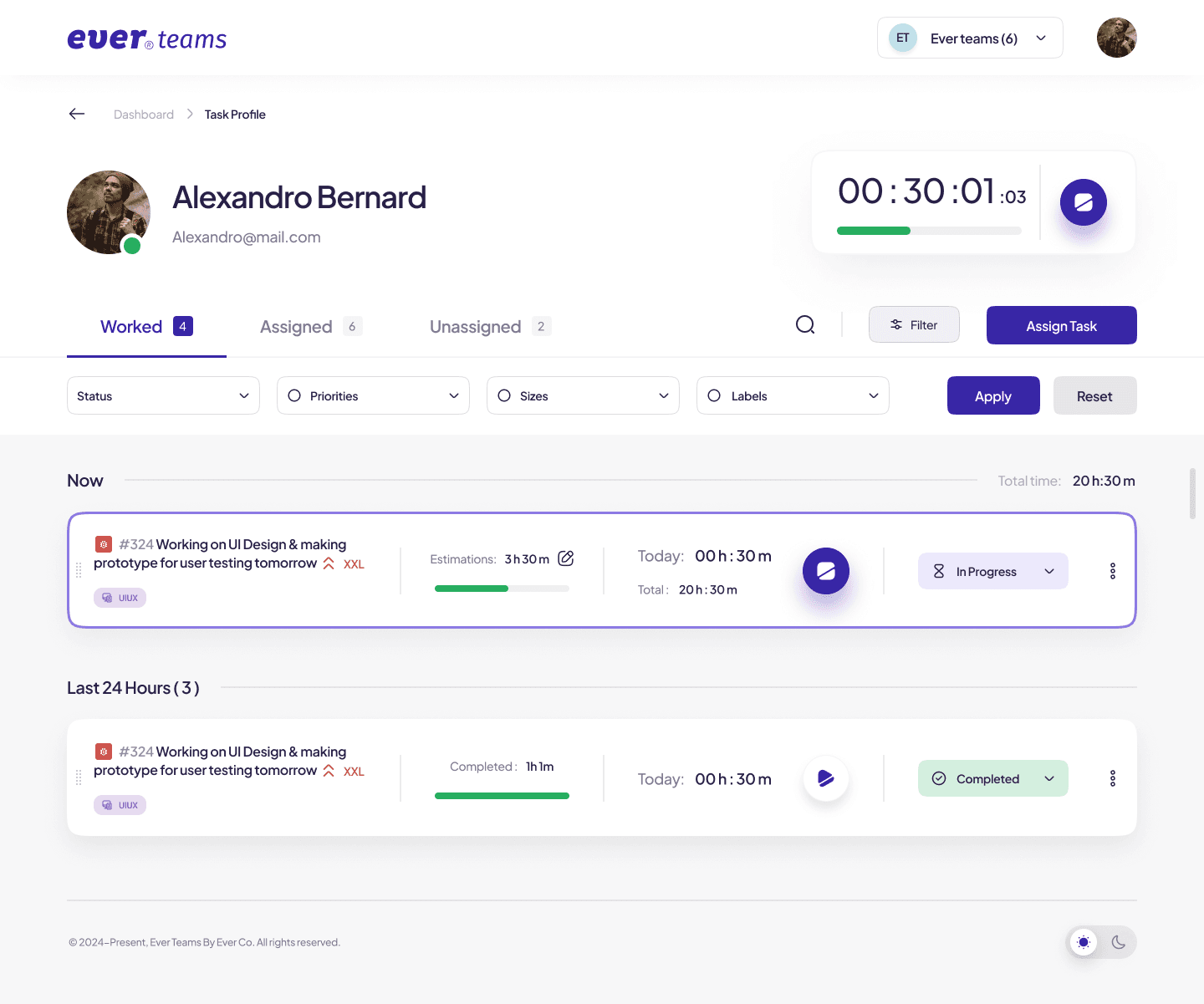 Track the time spent on each task by team members.